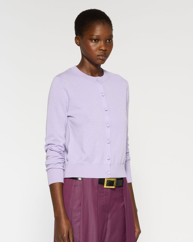 Cashmere Blend Round Neck Cardigan - Hyacinth picture #3