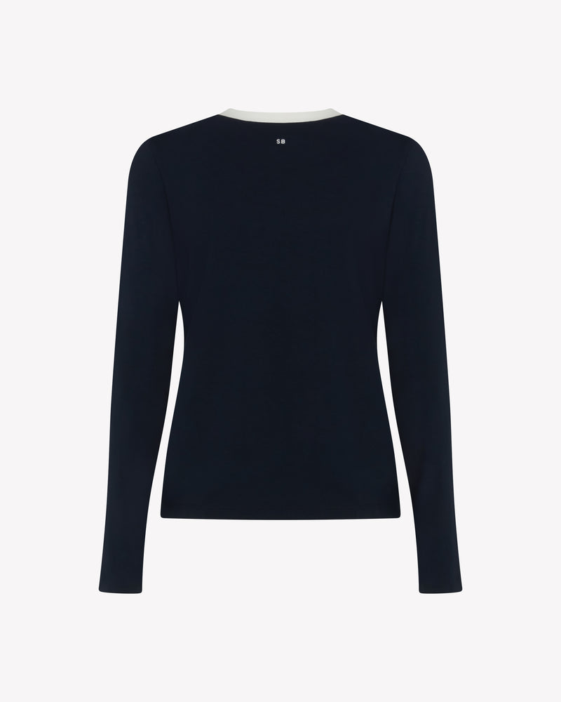 Jersey Long Sleeve T-Shirt - Navy Blue SERENA BUTE