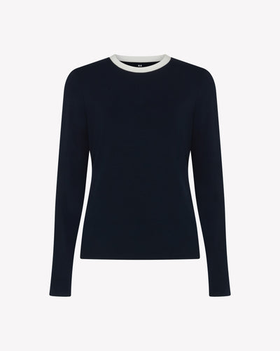 Long Sleeve T-Shirt - Navy Blue SERENA BUTE