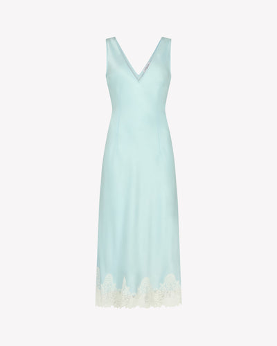 Midi Dress with Lace Hem - Pale Blue SERENA BUTE