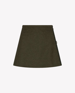 Merino Wool Mini Kilt - Military Green