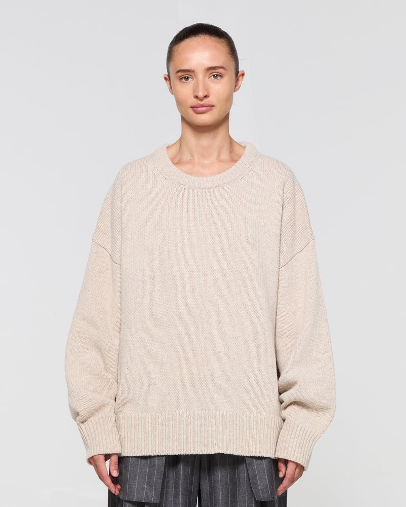 Merino Wool Oversized Jumper - Beige SERENA BUTE
