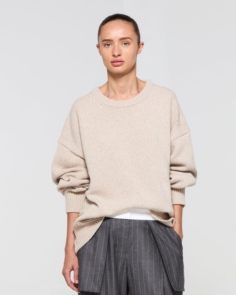 Merino Wool Oversized Jumper - Beige SERENA BUTE
