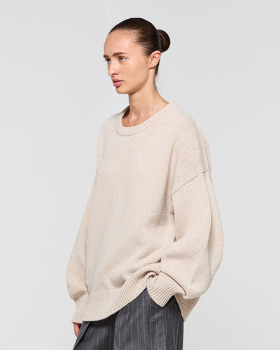 Merino Wool Oversized Jumper - Beige SERENA BUTE