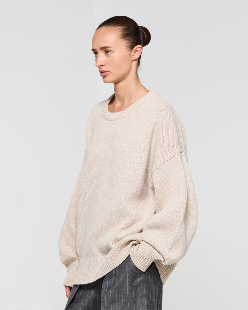Merino Wool Oversized Jumper - Beige SERENA BUTE