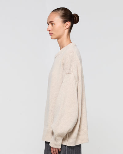 Merino Wool Oversized Jumper - Beige SERENA BUTE