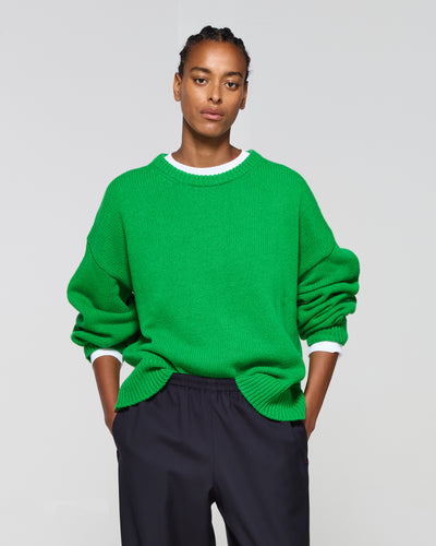Merino Wool Oversized Jumper - Green SERENA BUTE