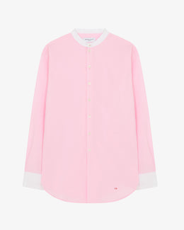 Collarless Shirt with Side Opening - Pale Pink