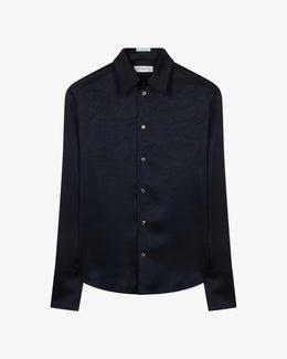 Satin Paris Shirt - Navy Blue