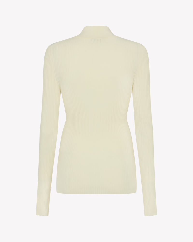 Ribbed Henley Top - Cream SERENA BUTE