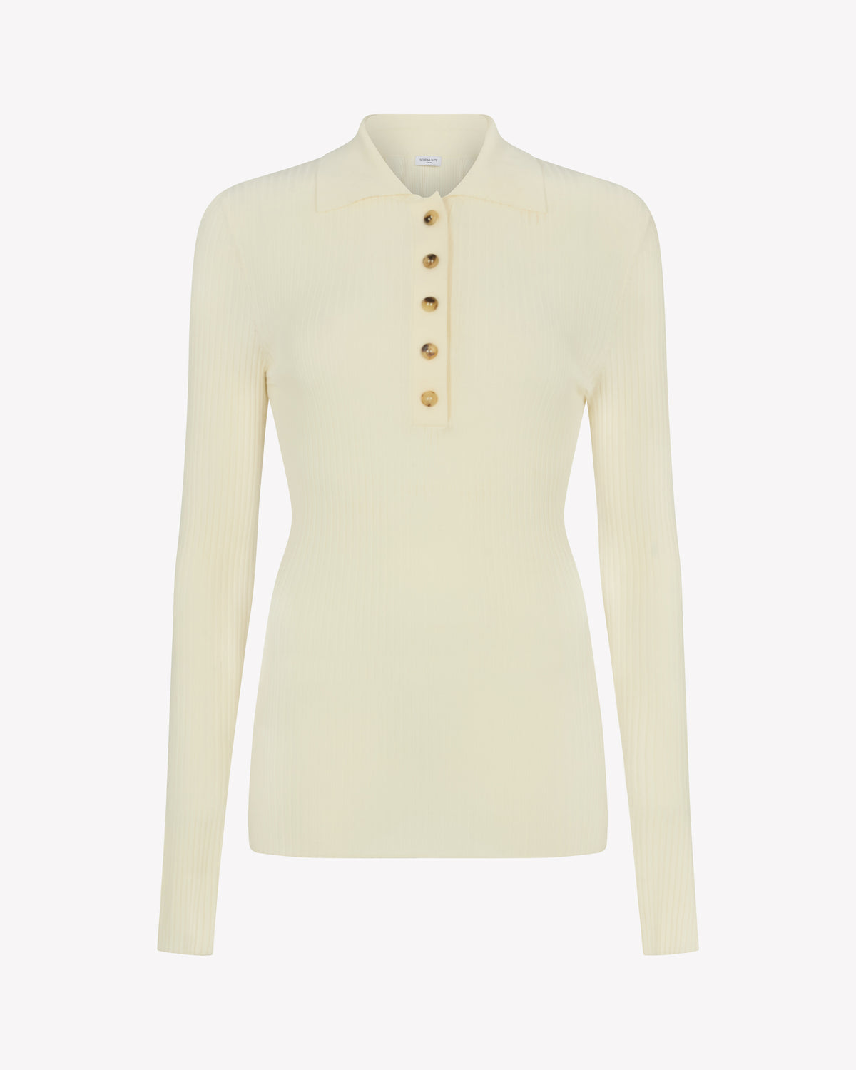 Ribbed Henley Top - Cream