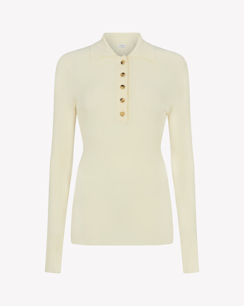 Ribbed Henley Top - Cream picture #2