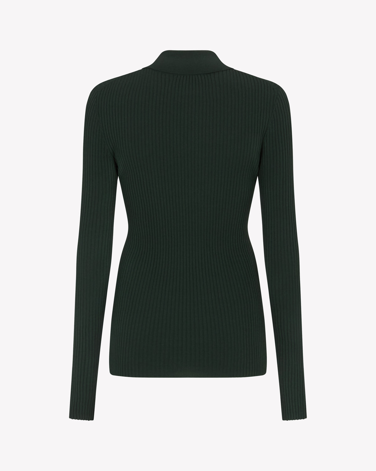 Ribbed Henley Top - Forest Green
