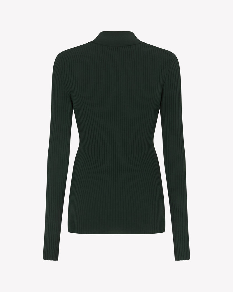 Ribbed Henley Top - Forest Green SERENA BUTE