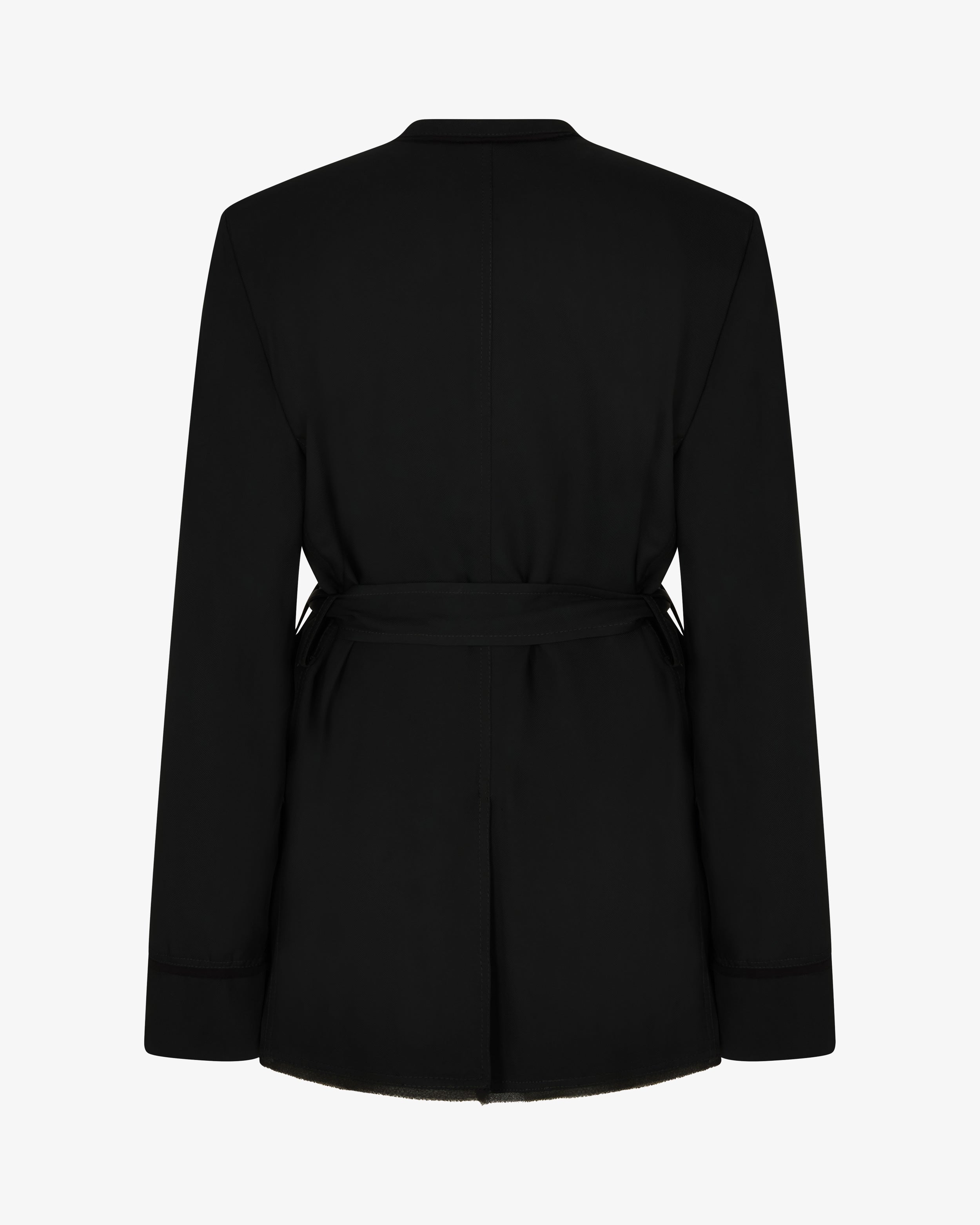 Relaxed Jacket with Georgette Trim - Black