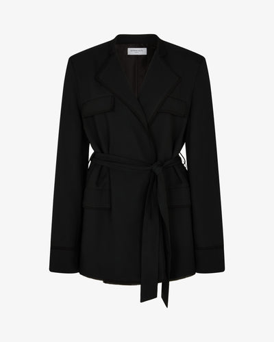 Relaxed Jacket with Georgette Trim - Black SERENA BUTE