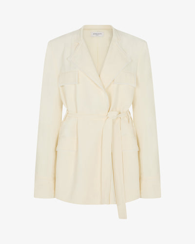 Relaxed Jacket with Georgette Trim - Cream SERENA BUTE