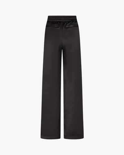Satin Relaxed Jogger with Zip Pockets - Black SERENA BUTE