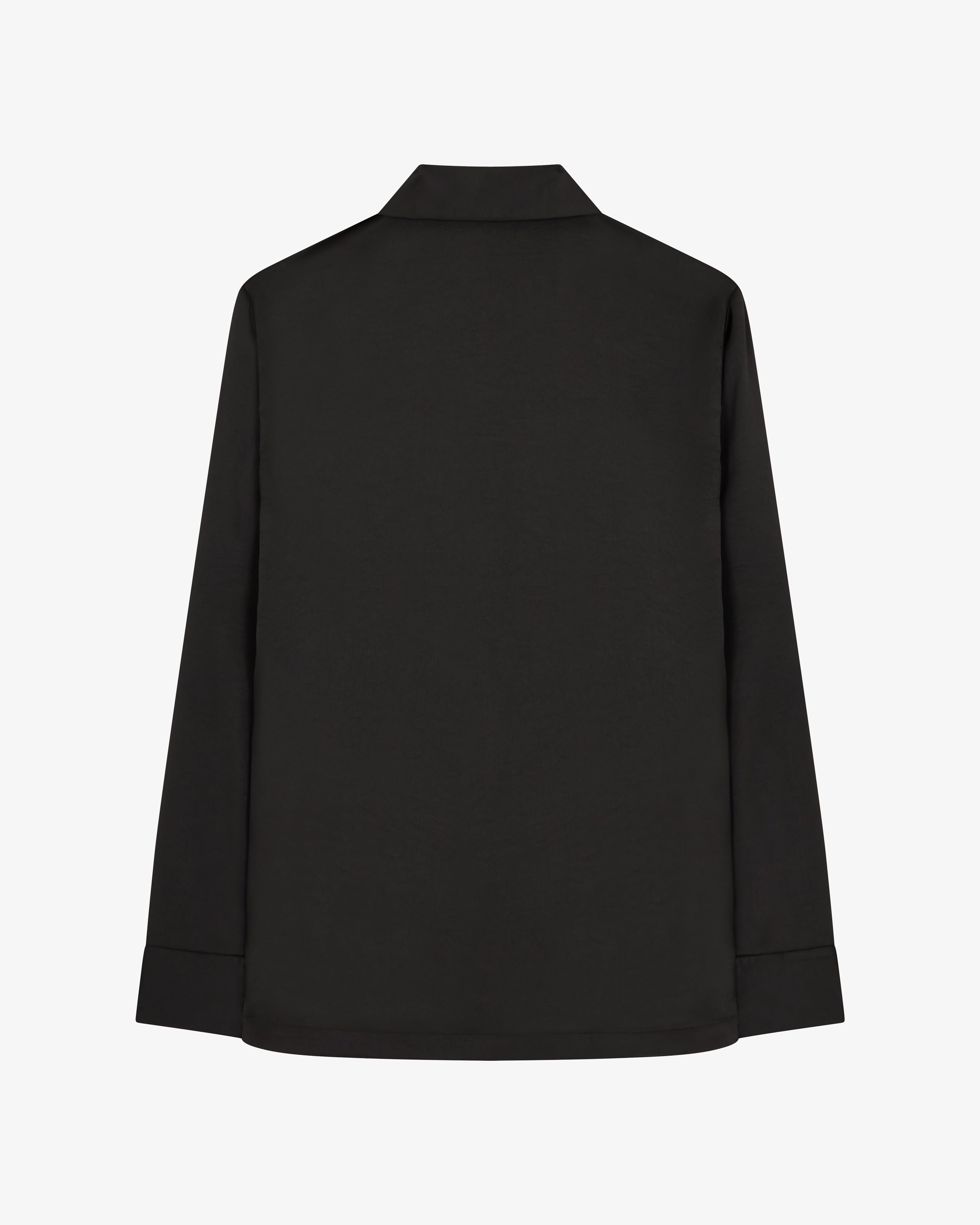 Satin Revere Collar Shirt - Black