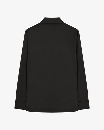 Satin Revere Collar Shirt - Black SERENA BUTE