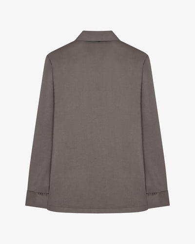 Satin Revere Collar Shirt - Charcoal SERENA BUTE