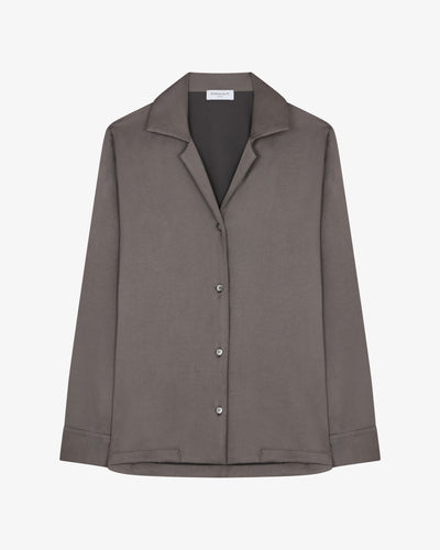 Satin Revere Collar Shirt - Charcoal SERENA BUTE