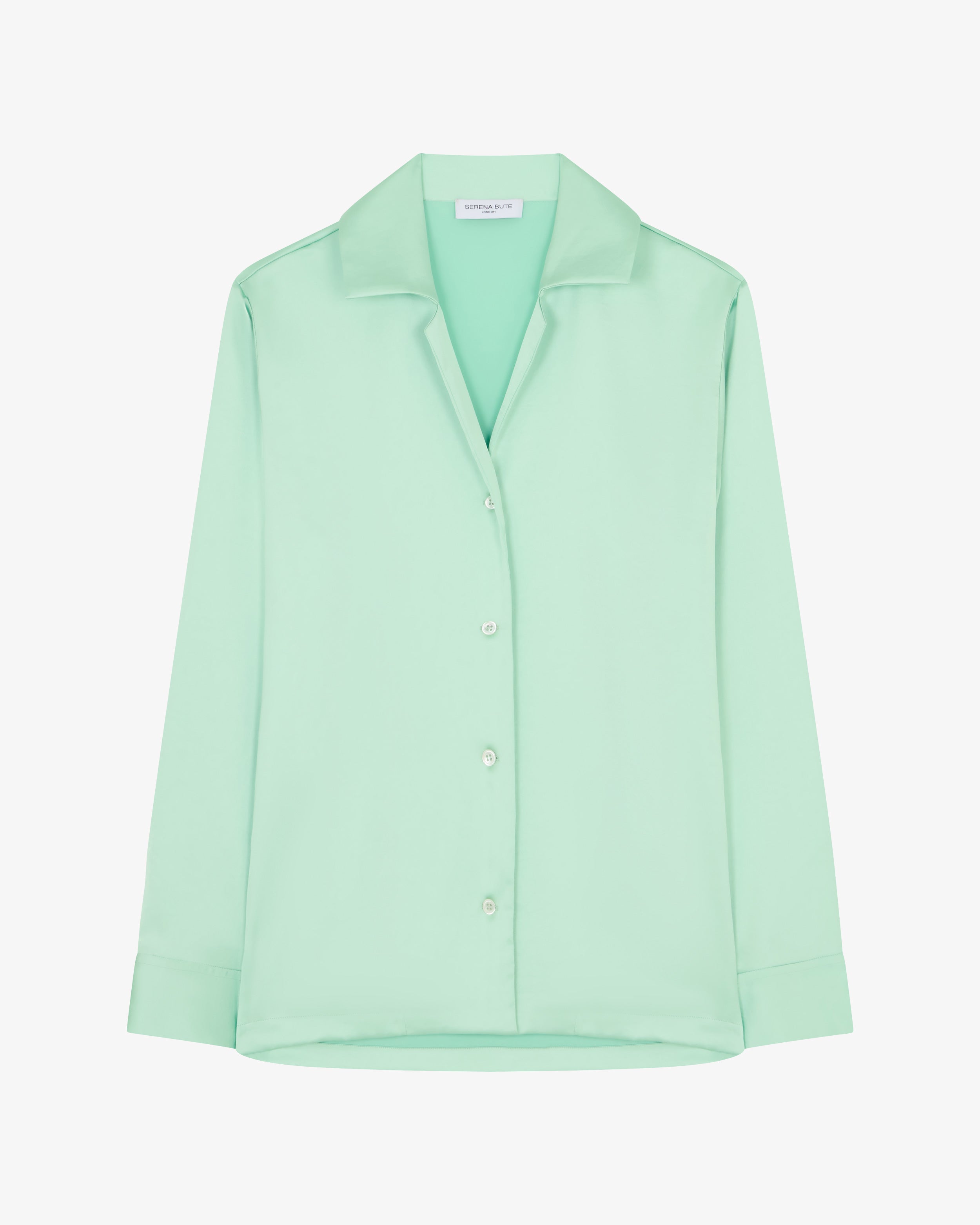 Satin Revere Collar Shirt - Mint