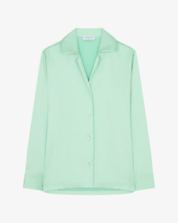 Satin Revere Collar Shirt - Mint
