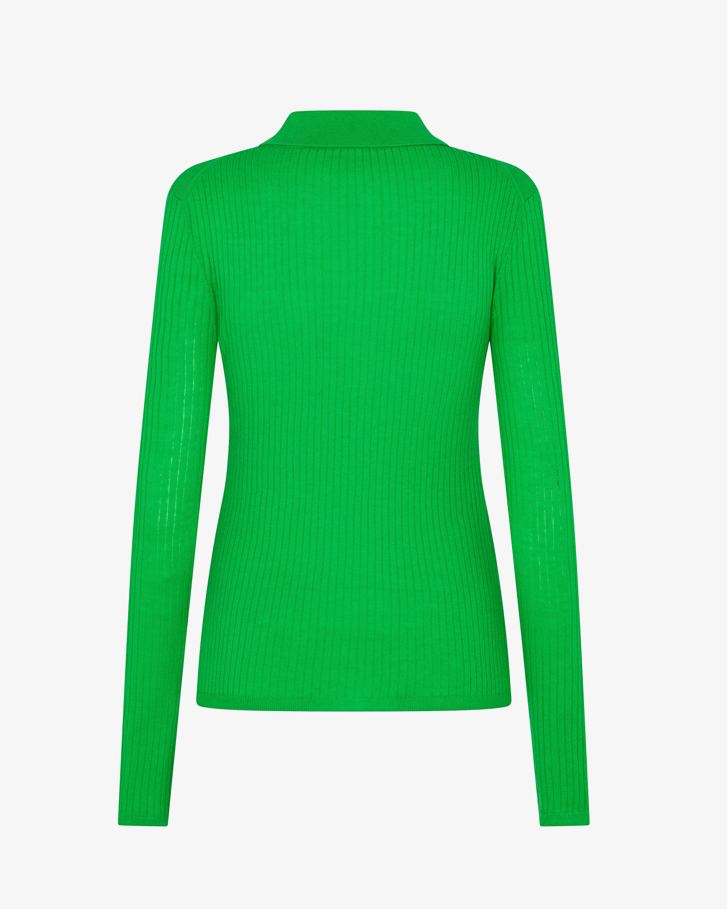 Ribbed Henley Top - Bright Green