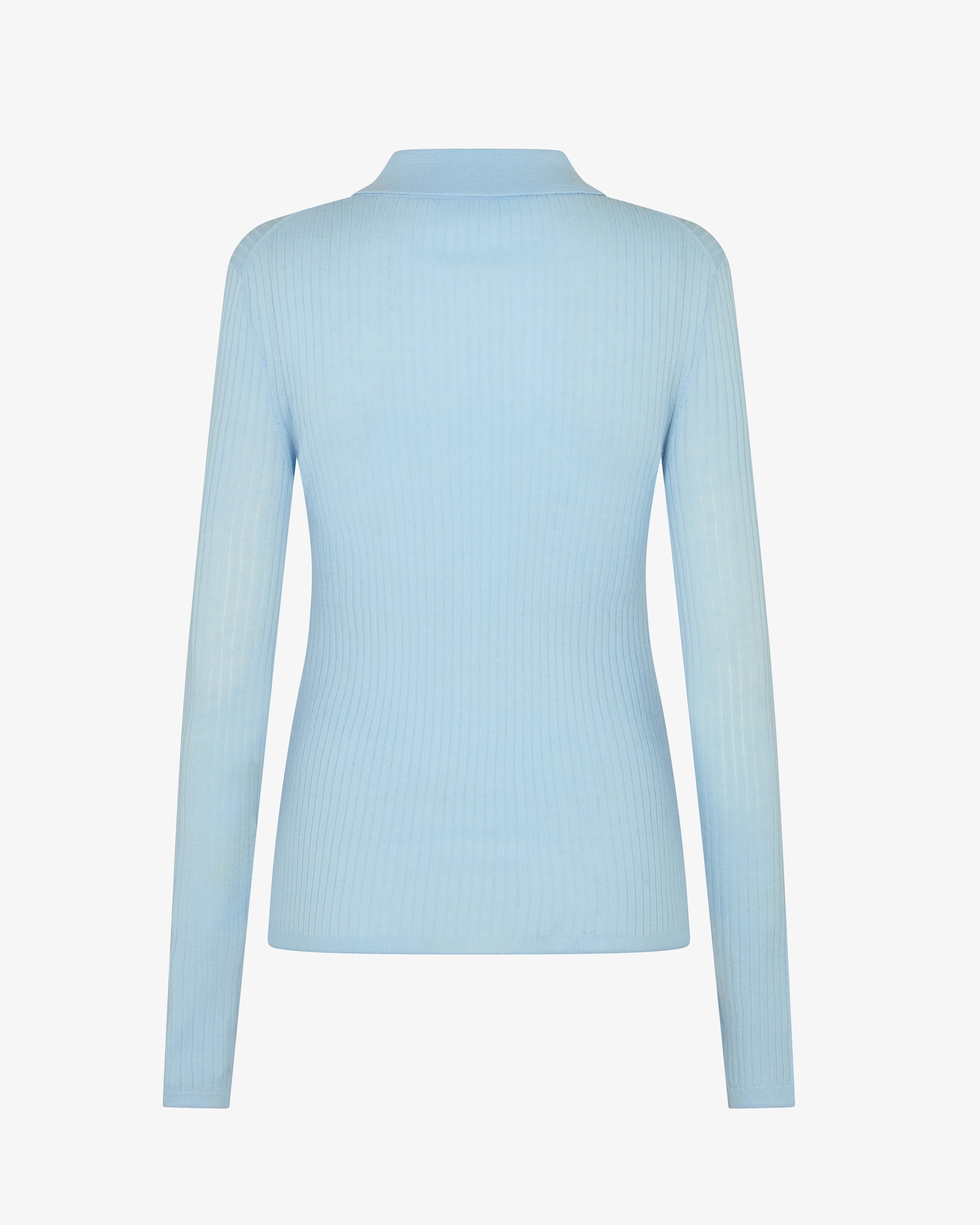 Ribbed Henley Top - Light Blue