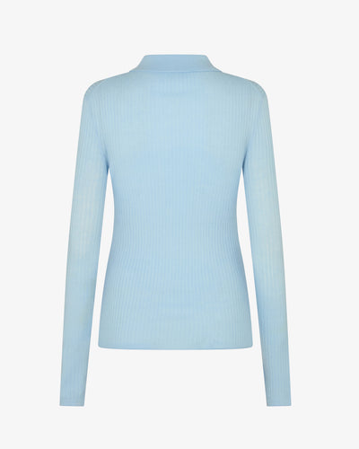 Ribbed Henley Top - Light Blue SERENA BUTE