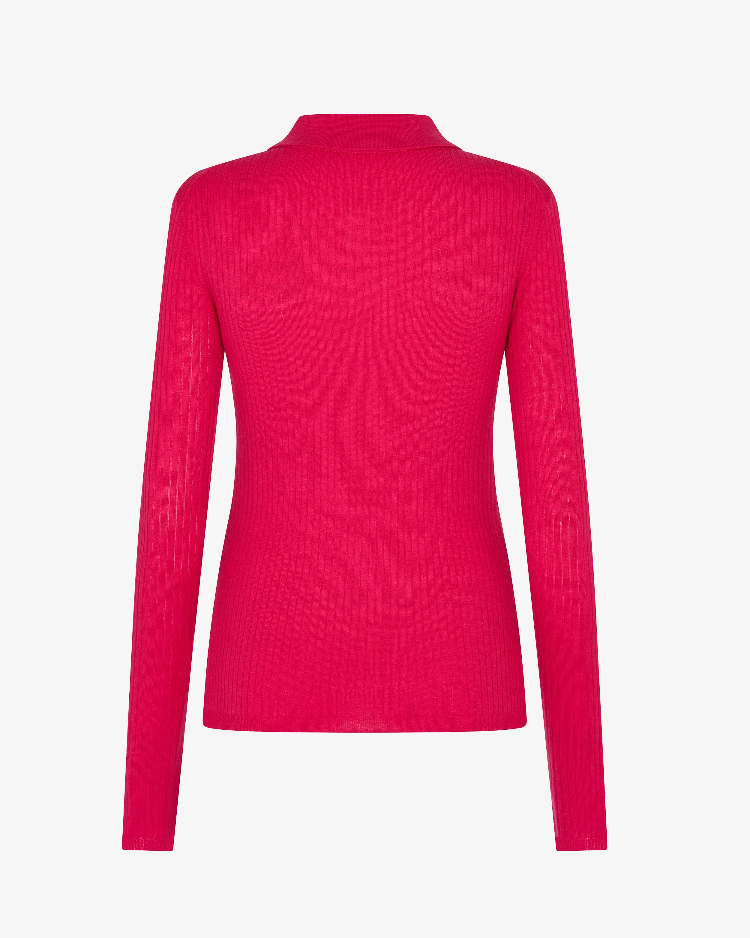 Ribbed Henley Top - Magenta