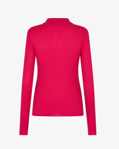 Ribbed Henley Top - Magenta SERENA BUTE