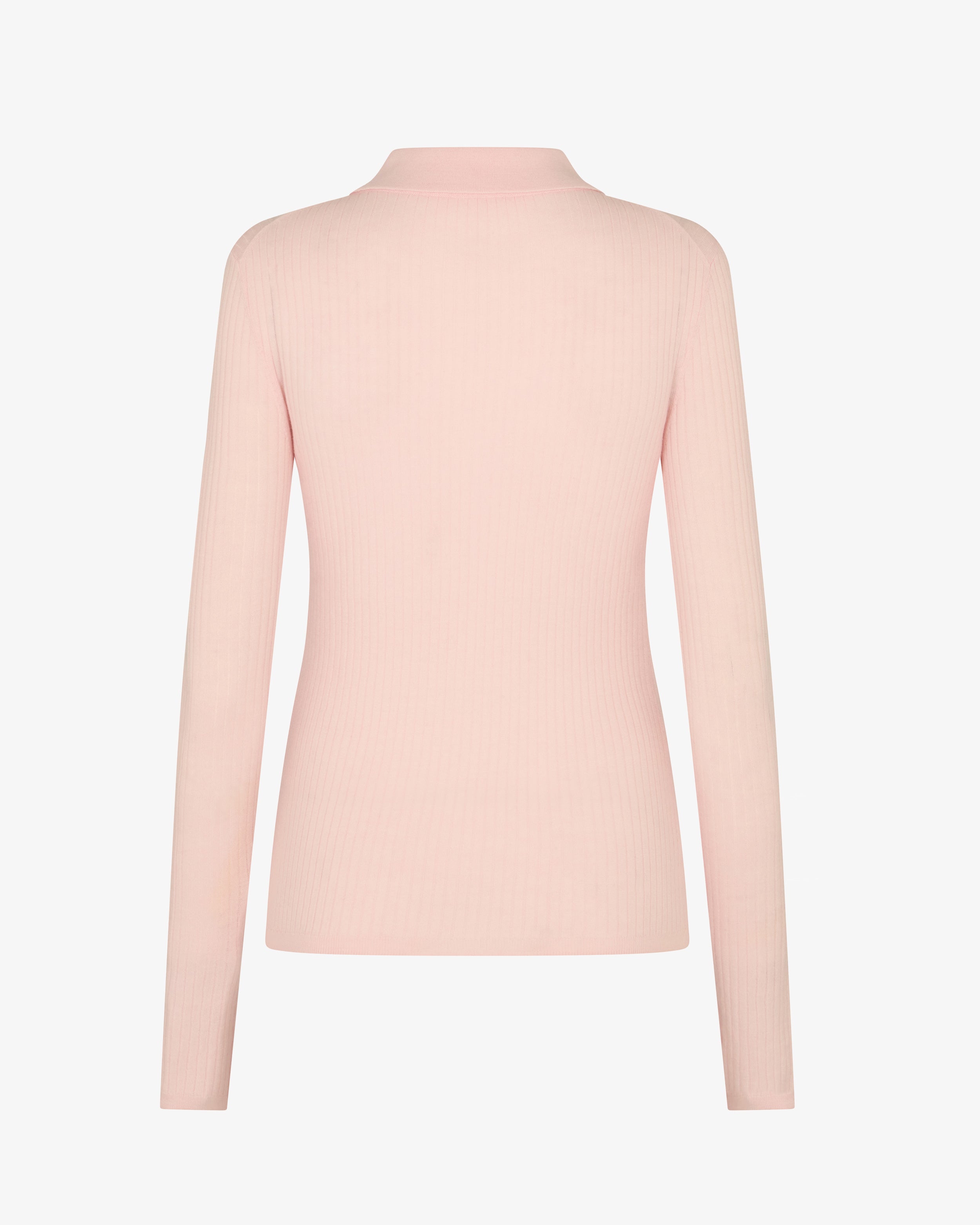 Ribbed Henley Top - Powder Pink