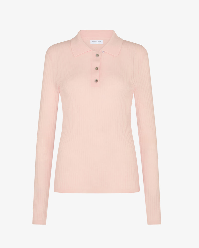 Ribbed Henley Top - Powder Pink picture #2