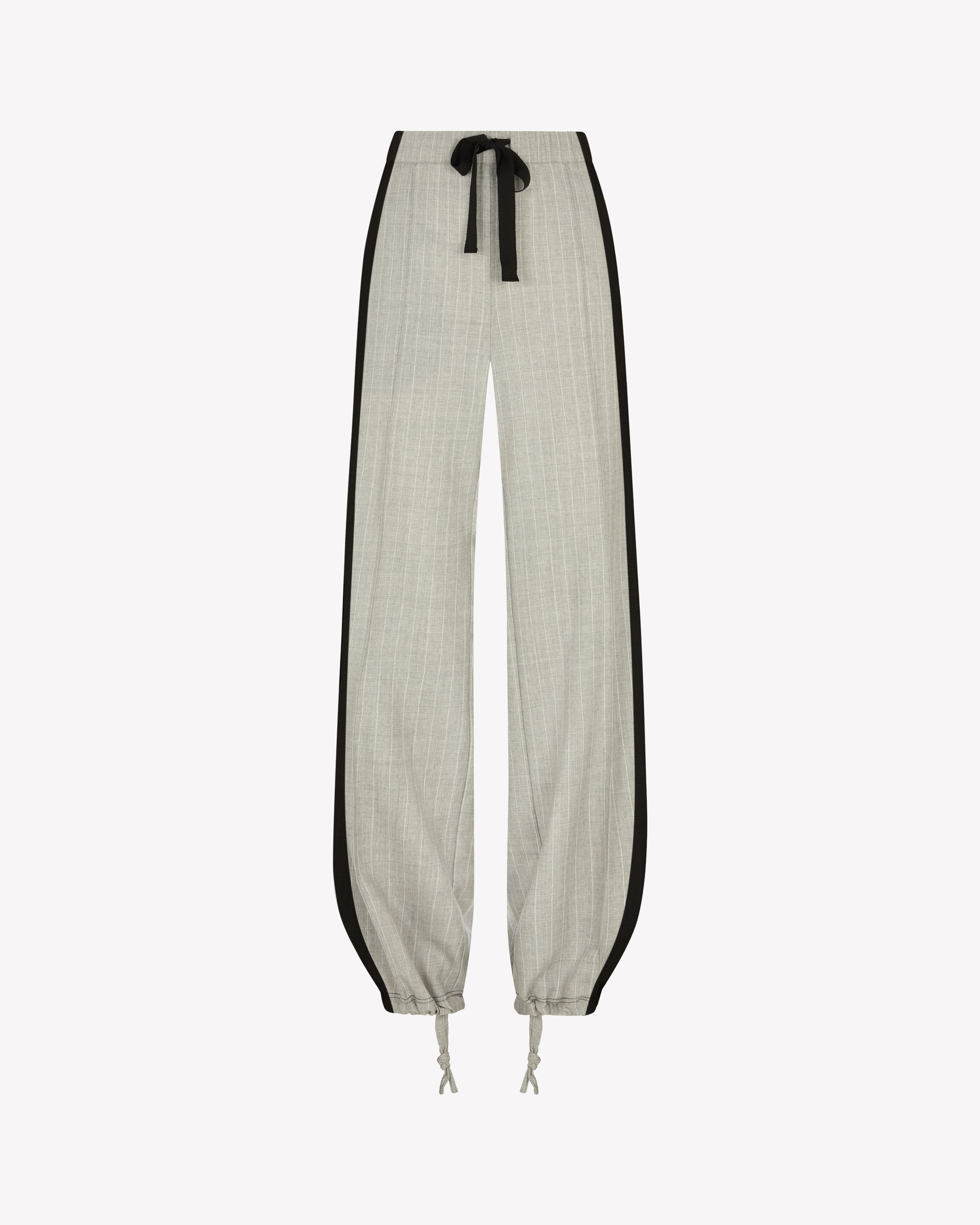 Serena Jogger - Light Grey Pinstripe Wool