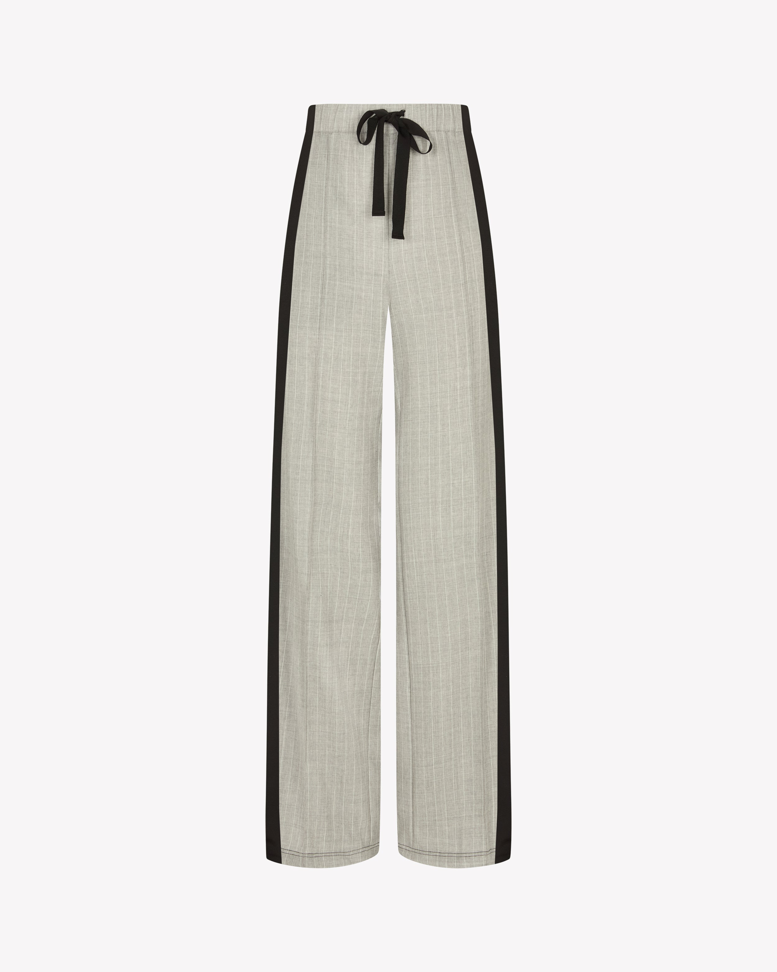 Serena Jogger - Light Grey Pinstripe Wool