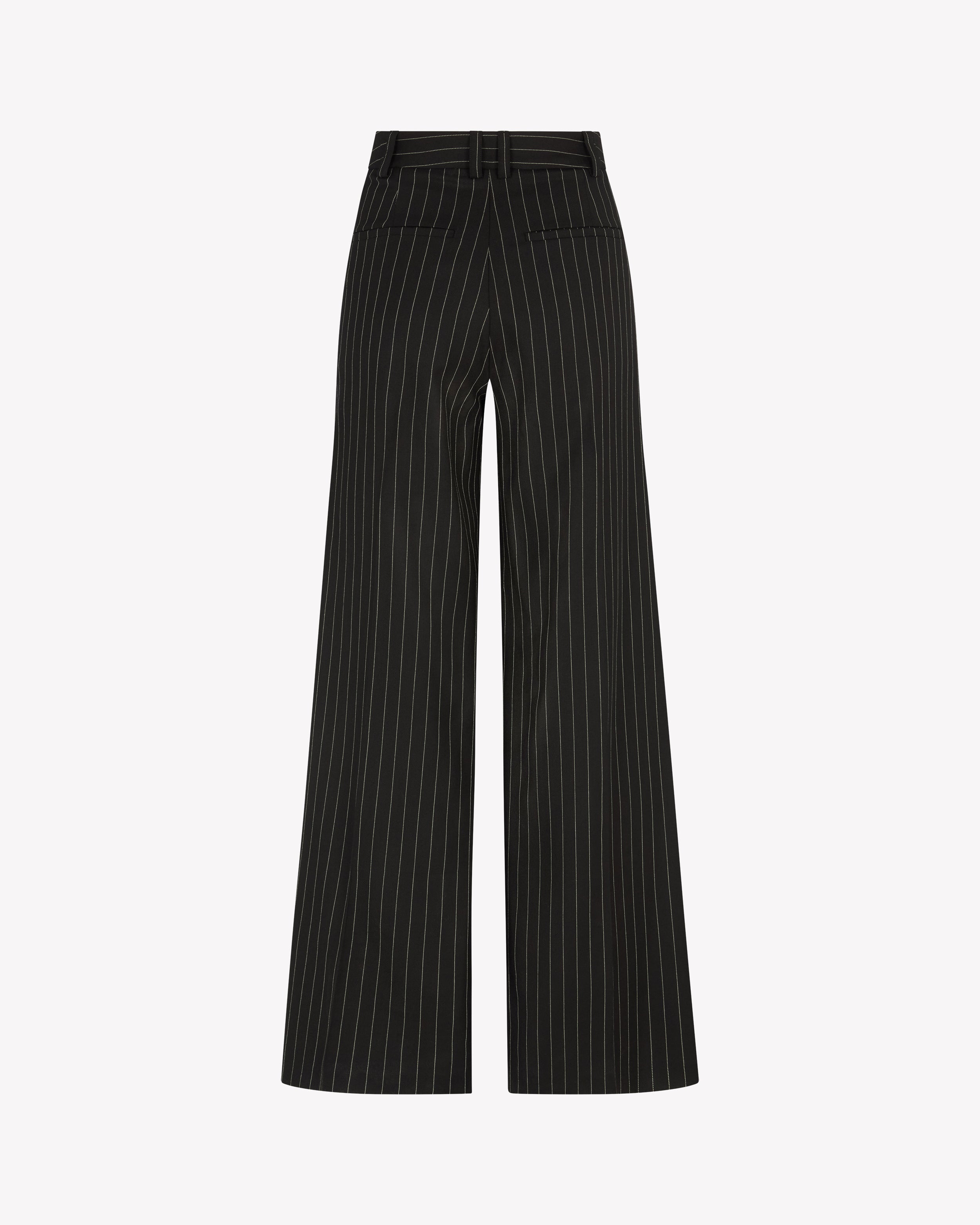 Serena Trouser - Black Pinstripe Wool