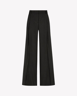 Wool Serena Trouser - Black Pinstripe