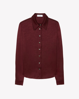 Satin Serena Shirt - Burgundy