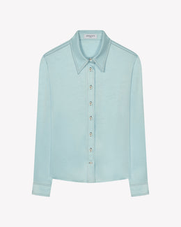 Satin Serena Shirt - Pale Blue