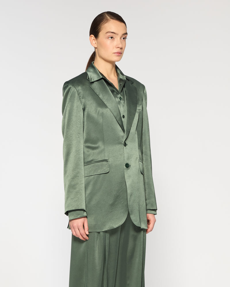 Satin Boyfriend Blazer - Dark Green picture #4