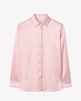 Satin Boyfriend Shirt - Pale Pink