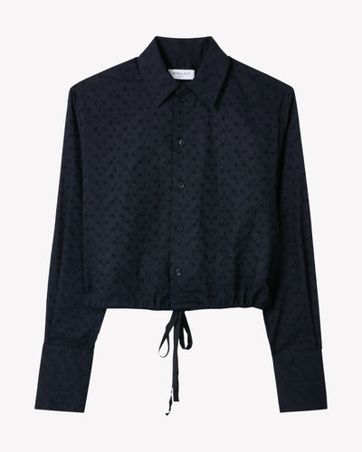 Broderie Drawstring Shirt - Navy Blue SERENA BUTE