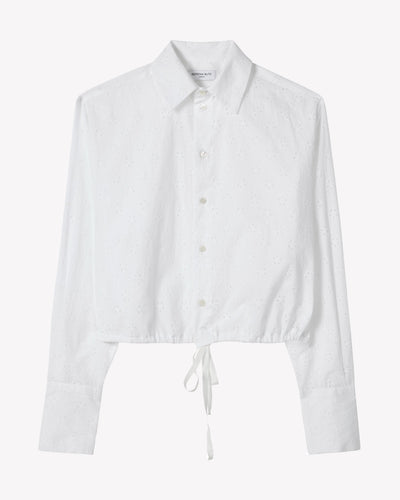 Broderie Drawstring Shirt - White SERENA BUTE