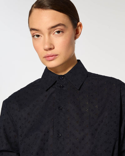 Broderie Drawstring Shirt - Navy Blue SERENA BUTE