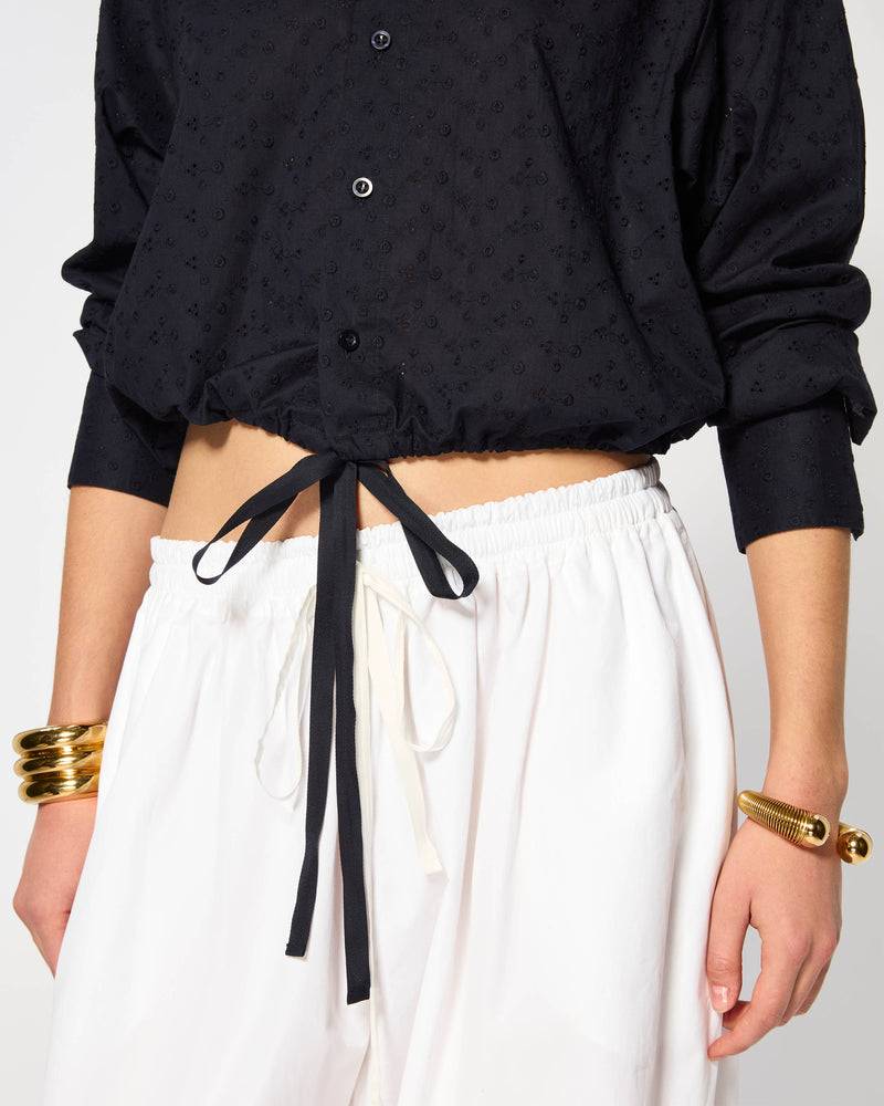 Broderie Drawstring Shirt - Navy Blue SERENA BUTE