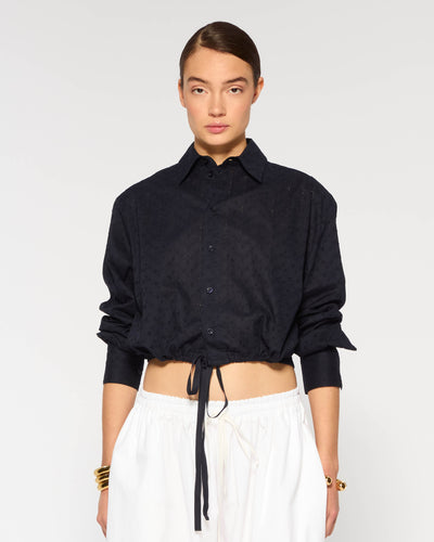 Broderie Drawstring Shirt - Navy Blue SERENA BUTE