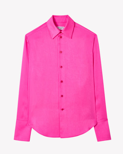 Crinkled Satin Paris Shirt - Shocking Pink SERENA BUTE