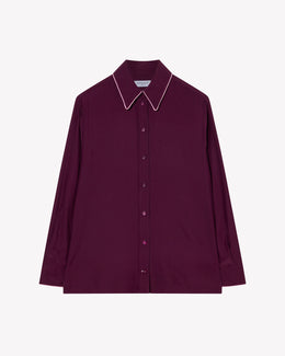 Silk Relaxed Shirt - Plum